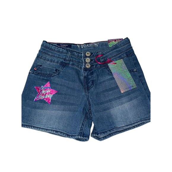 Vigoss Girls Chelsea Denim Shorts Size 12 Super Stretch Regular Rise Blue - Picture 1 of 6